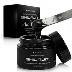 SHILAHEAL Shilajit resin jar closeup shows natural texture for daily energy