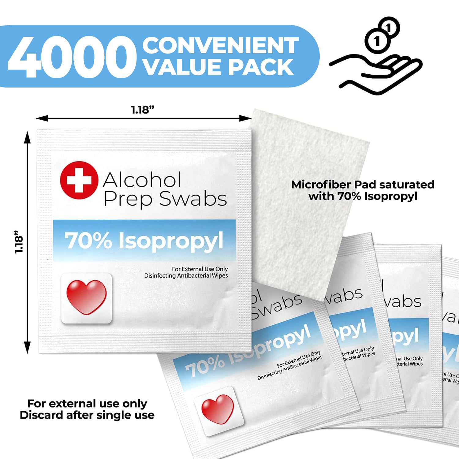Shop Square Alcohol Prep Pads bulk 4000-count for long lasting home, clinic, or first aid stock