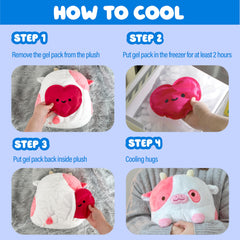 Shopzoki Strawberry Cow Plush closeup of soft fabric for cozy bedsides.