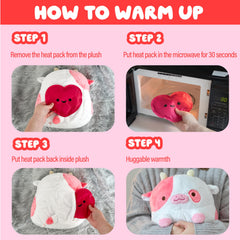 Cord-free design shown on Shopzoki strawberry cow plush for unrestricted cuddling.