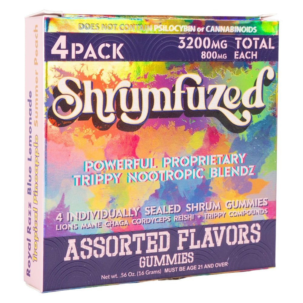 Shrumfuzed gummy mushroom ingredients illustration hints at natural cognitive support