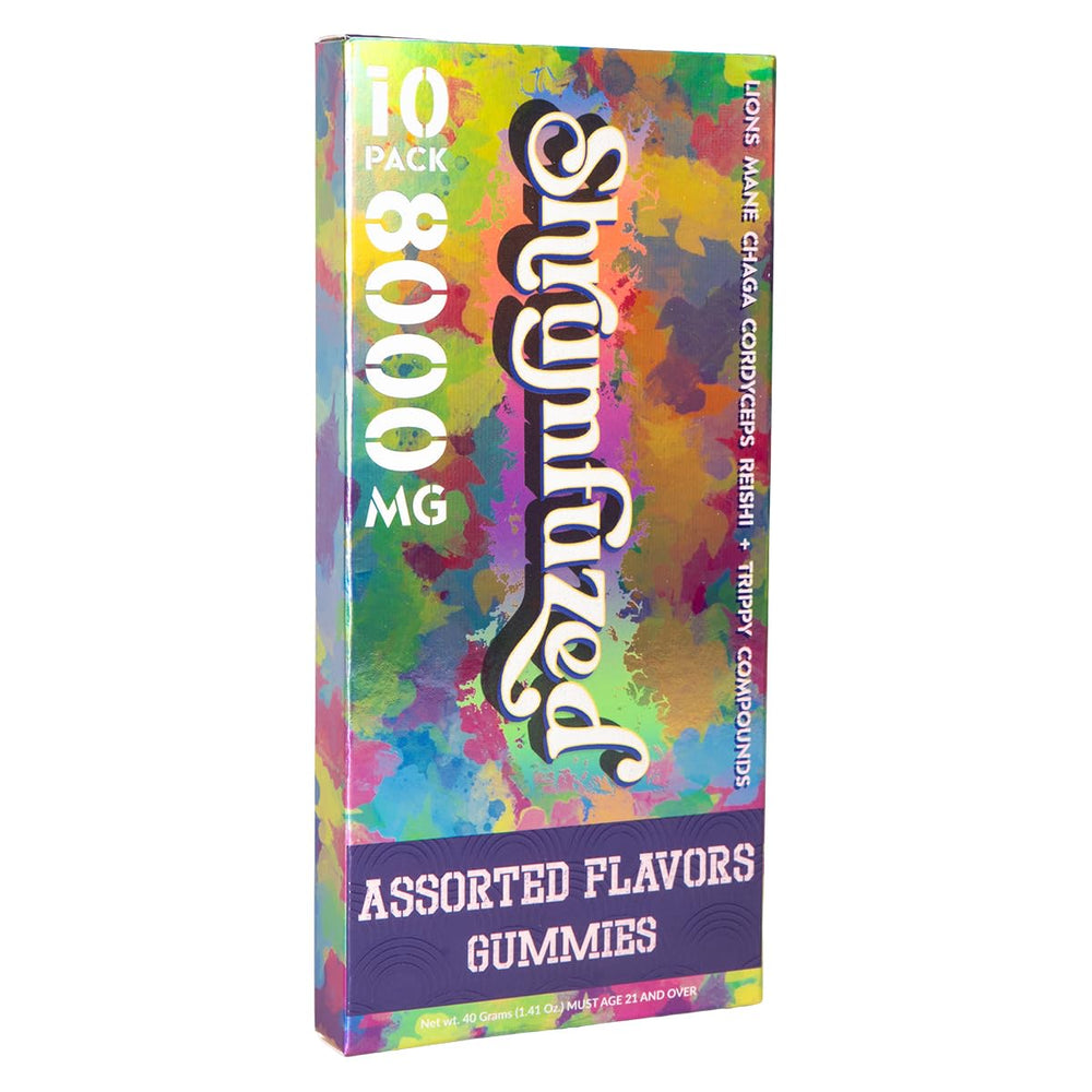 Shrumfuzed gummy being poured demonstrates convenient on-the-go use