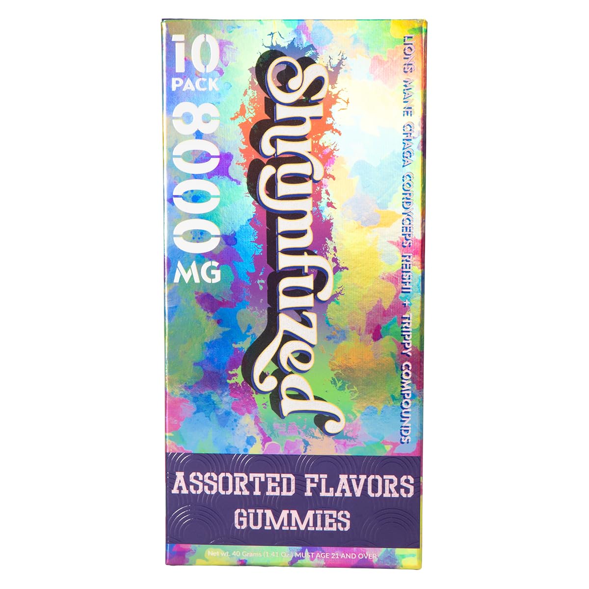 Shrumfuzed gummy texture close-up reveals pleasant chew with earthy notes