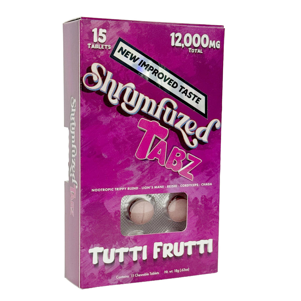 Shrumfuzed tablets featuring new improved taste sticker for easier daily enjoyment