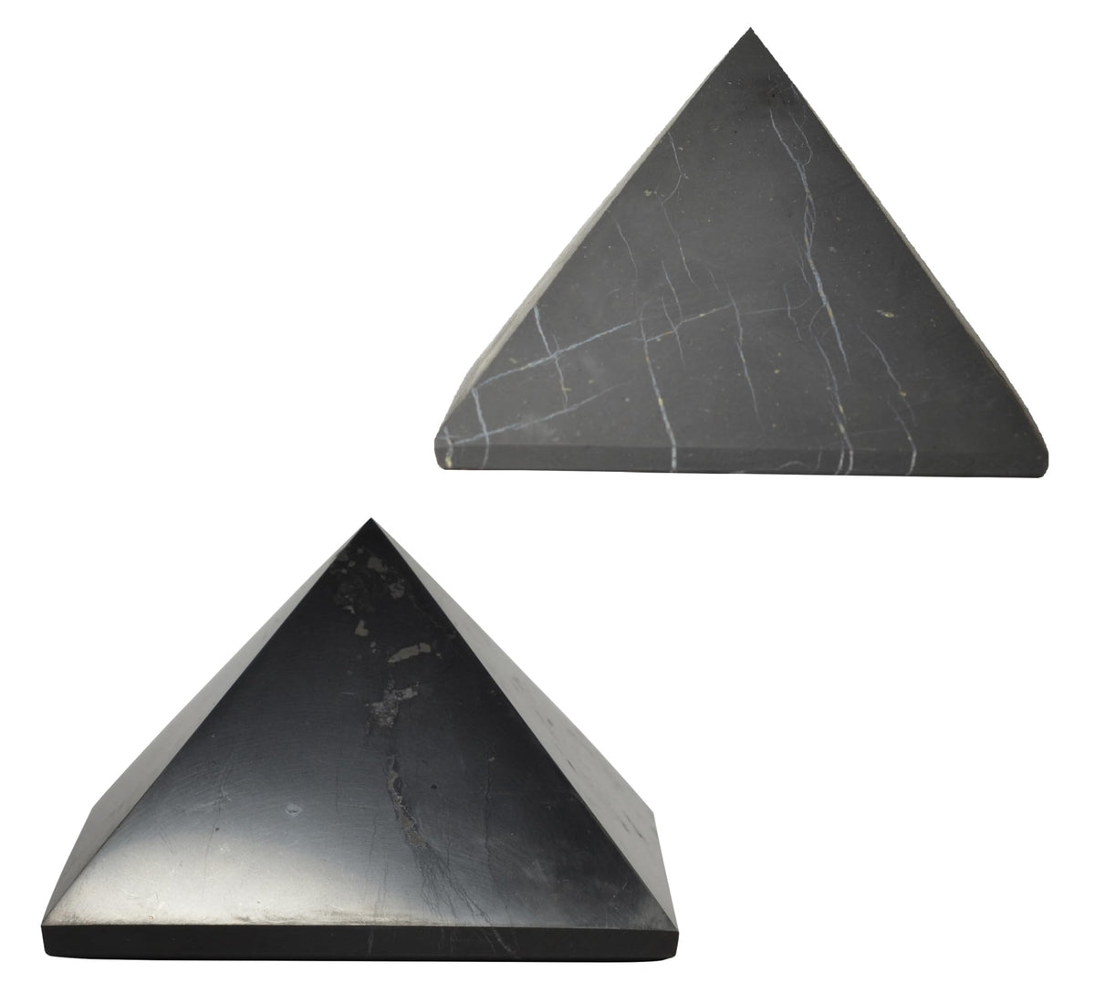 Shungite World 80mm polished pyramids for home decor and calm focus