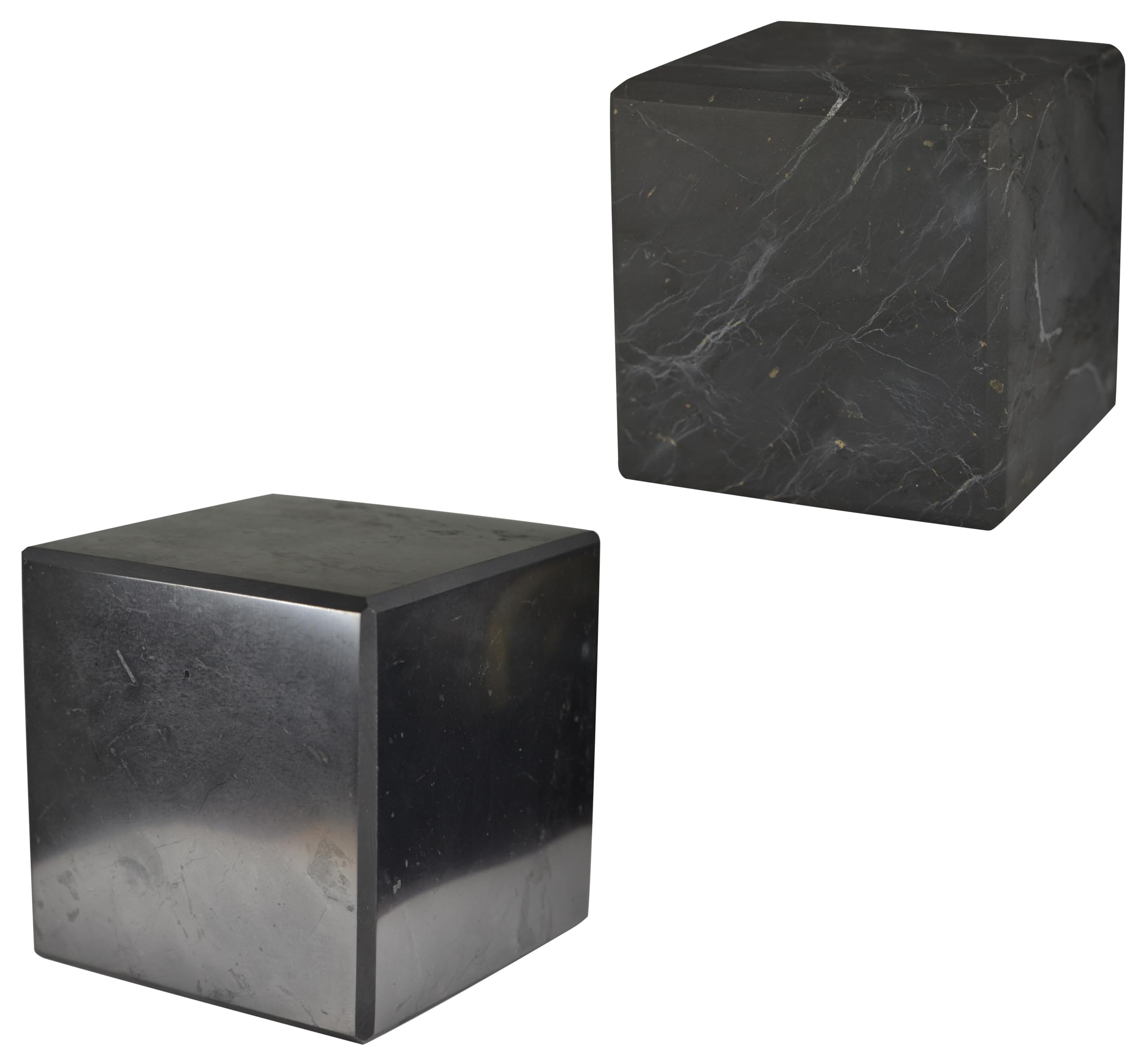 Shungite World 2pcs cubes polished and unpolished 80 mm for balanced energy at home