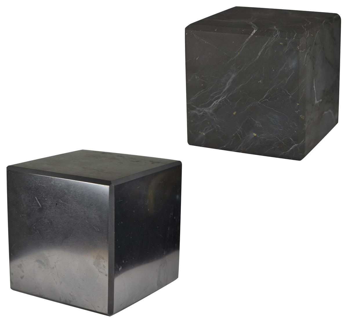 Shungite World 2pcs cubes polished and unpolished 80 mm for balanced energy at home