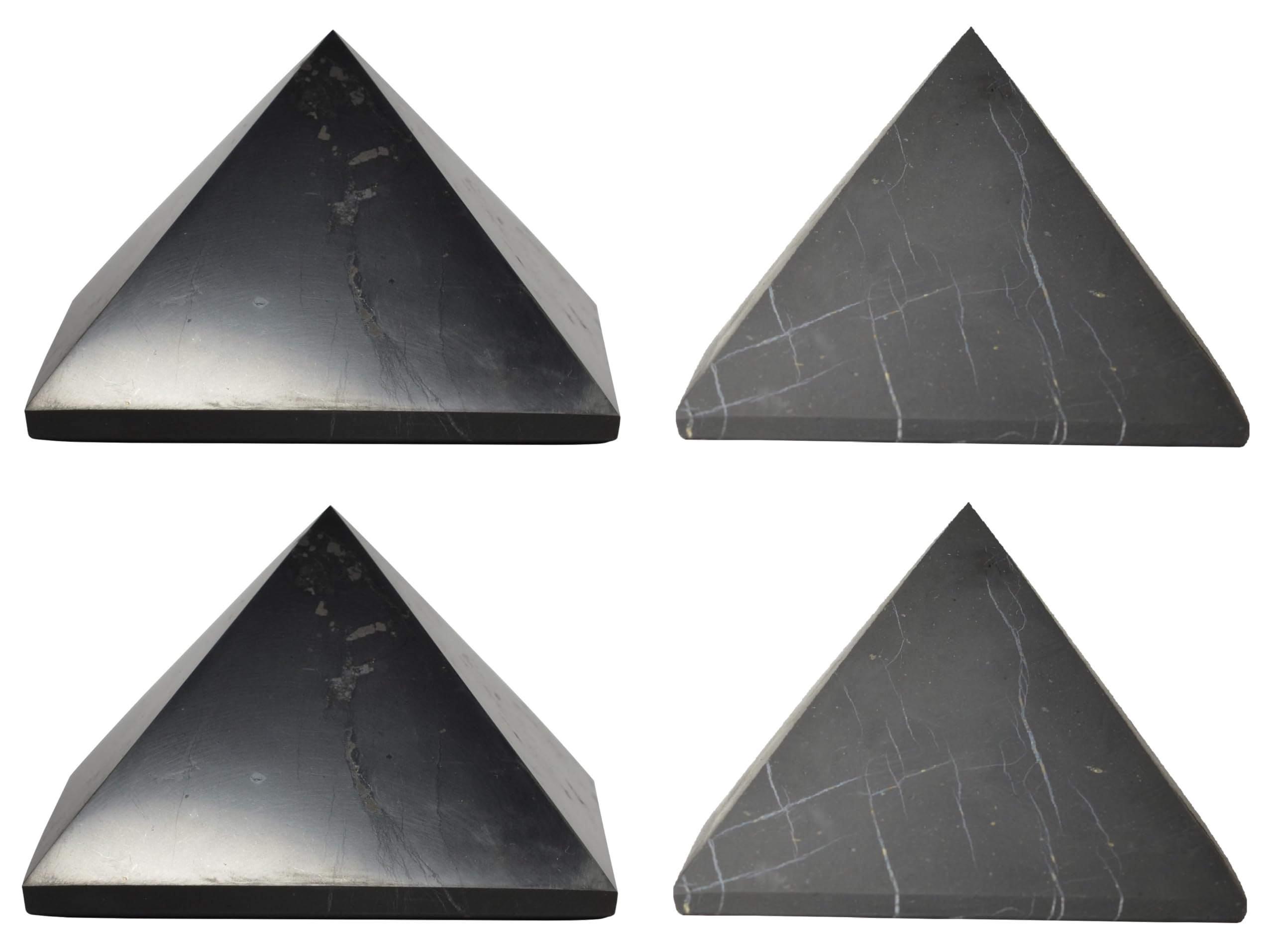 Shungite World 4pcs polished pyramids - sleek centerpiece for energy balance and protection at home