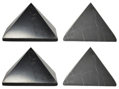 Shungite World 4pcs polished pyramids - sleek centerpiece for energy balance and protection at home