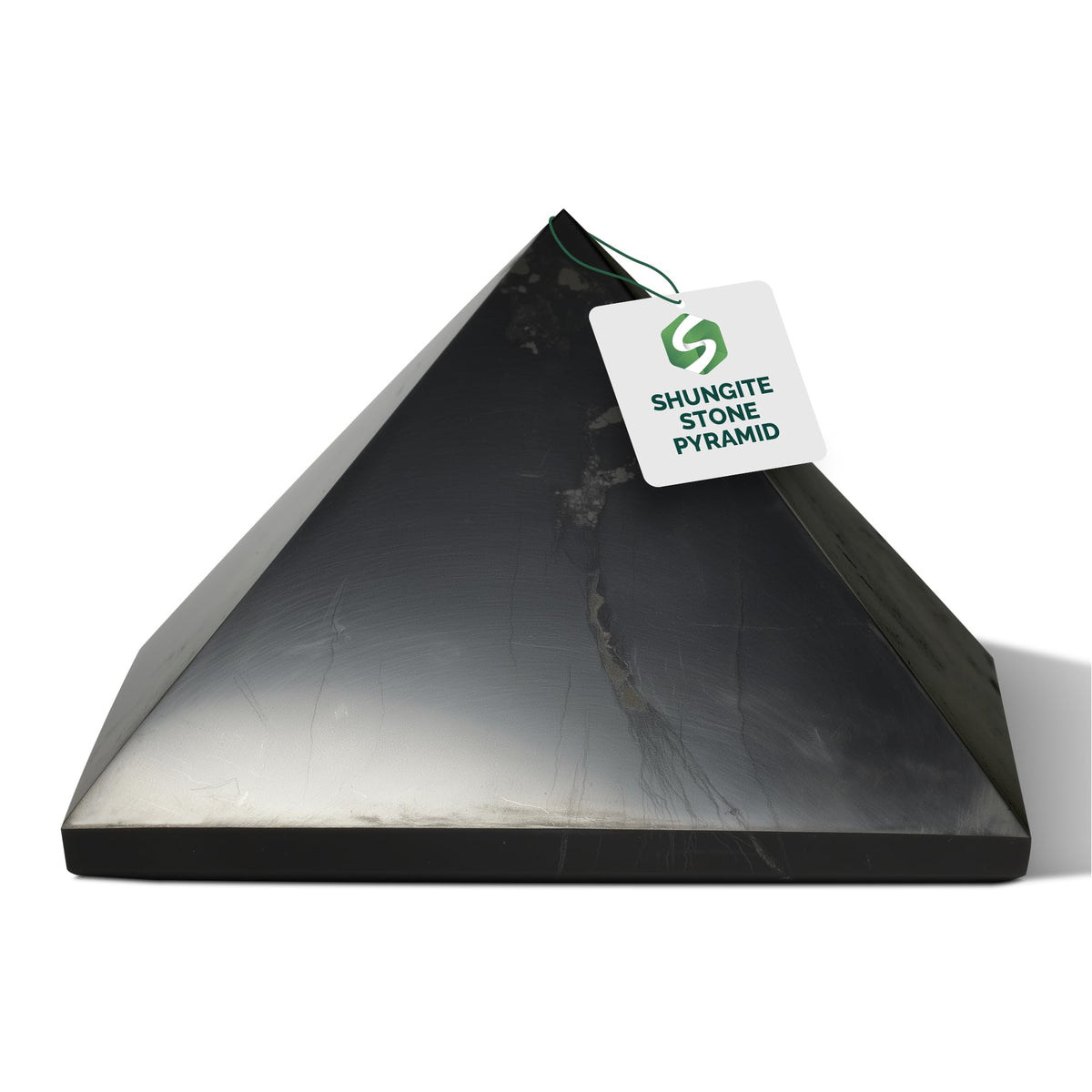 Shungite World authentic pyramid 80mm adds grounding ambiance to your desk.