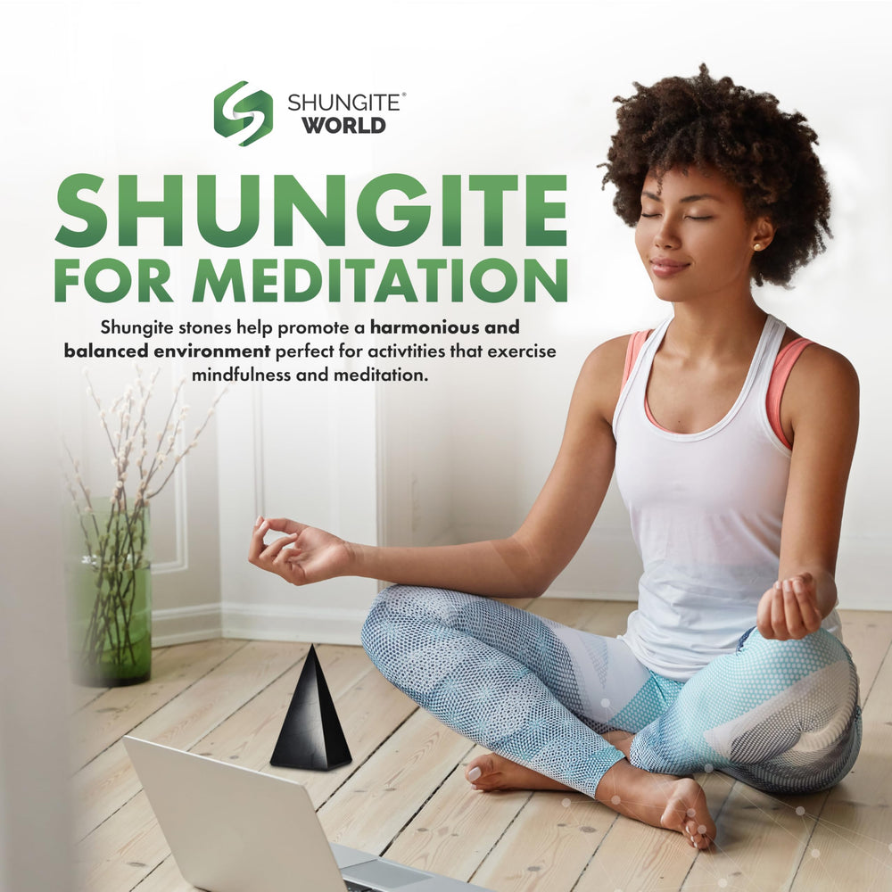 Shungite World pyramid in bedroom ambiance promoting restful energy