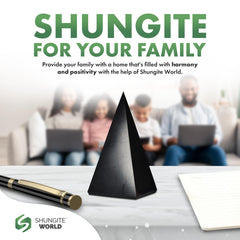 Shungite World tall pyramid during meditation for grounding