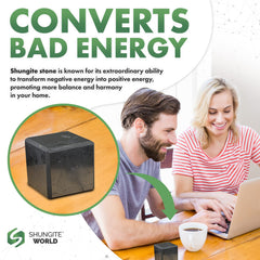 Shungite World cube near bed promotes restful nights and energy balance.
