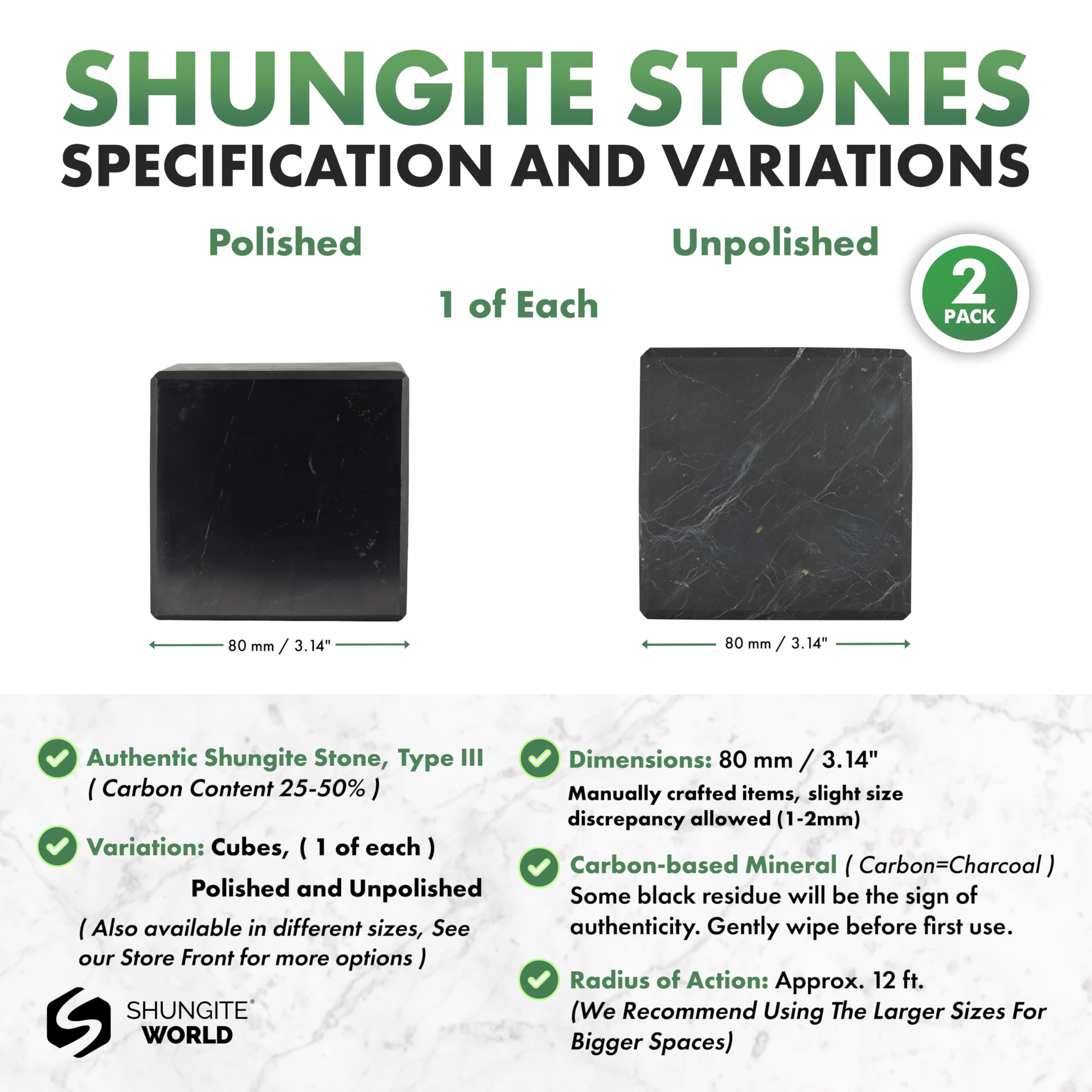 Shungite World polished cube closeup, smooth surface supporting tactile meditation focus