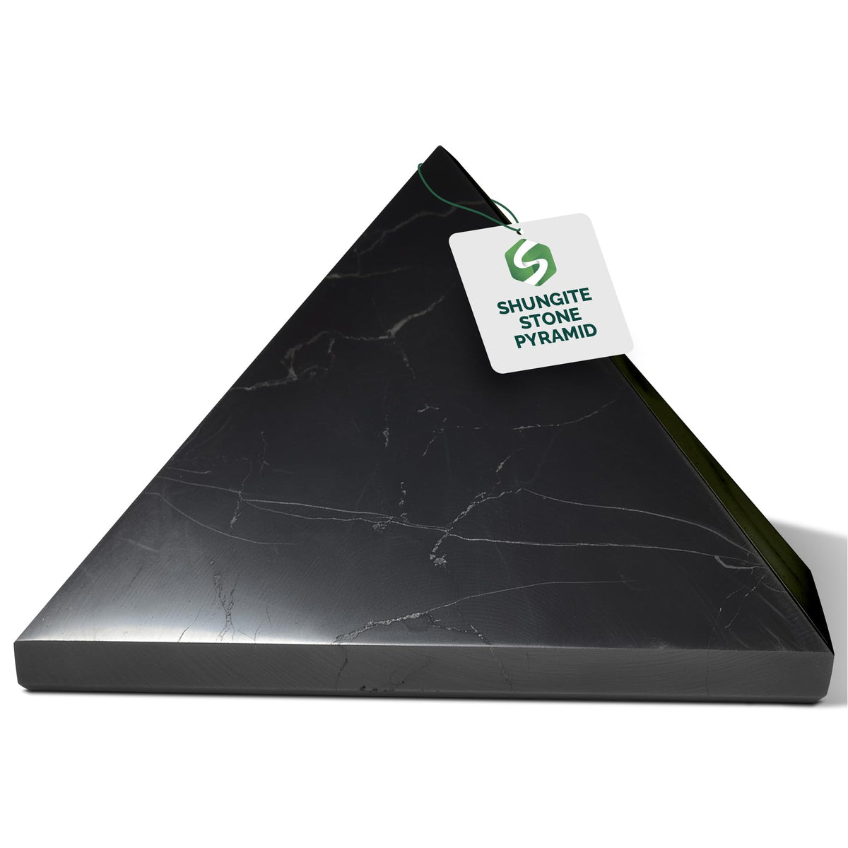 Shungite World polished pyramid on desk enhances focus and calm energy.