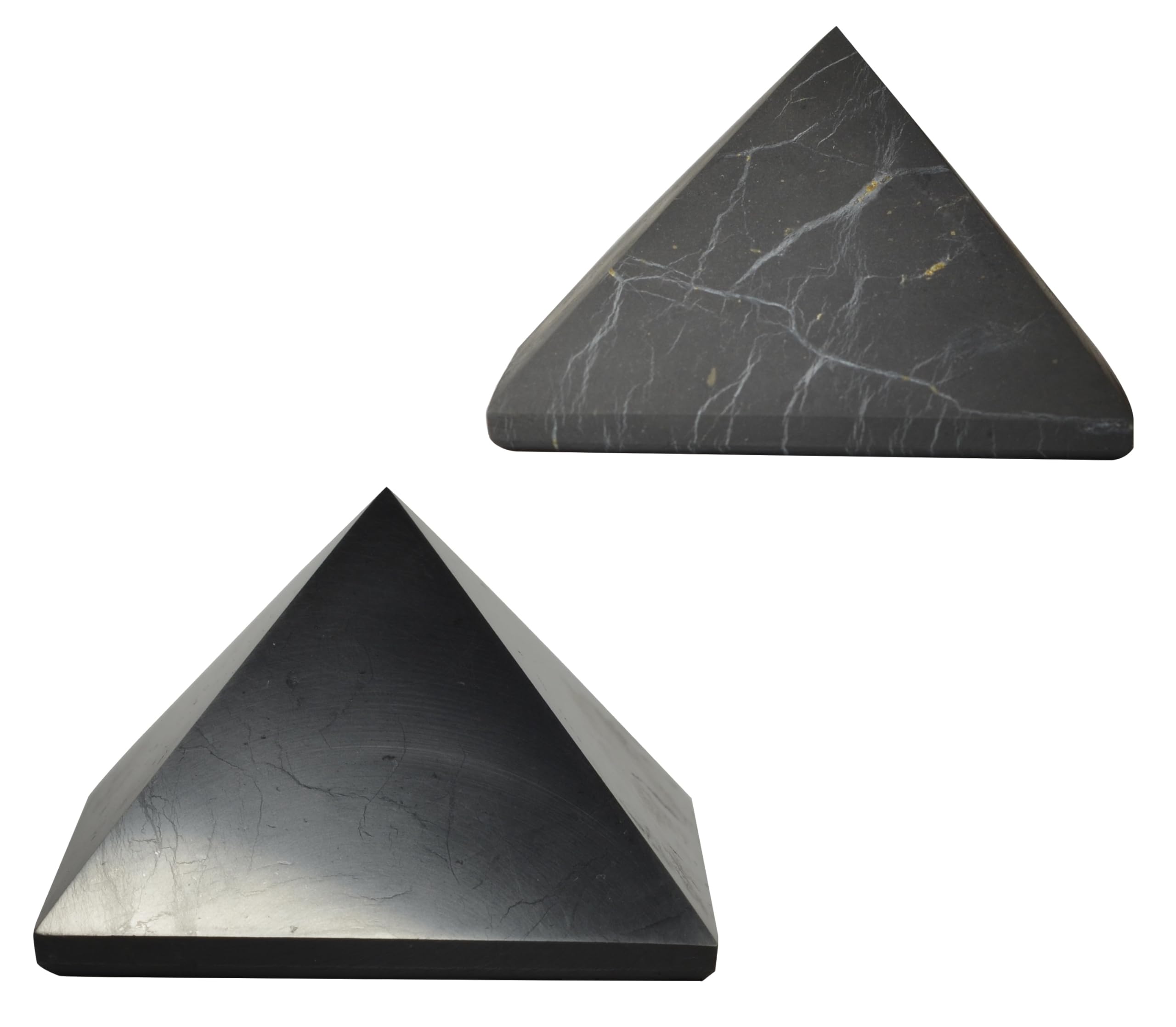 Shungite World polished pyramid, 70mm, adds sleek desk energy balance near electronics