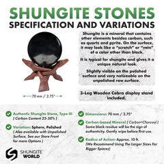 Shungite World polished sphere with stand enhances desk decor and energy balance in workspaces