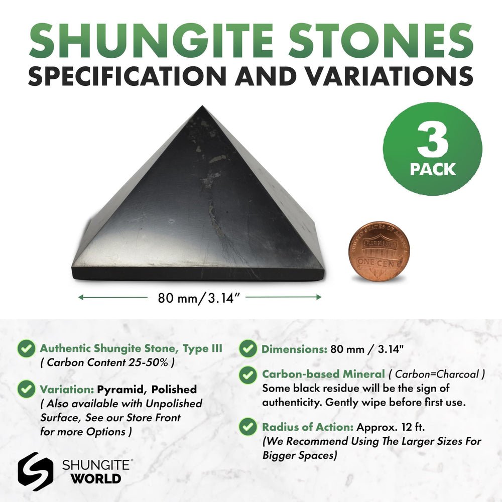 Shungite World 80mm pyramid on a desk setup promotes focus and calm.