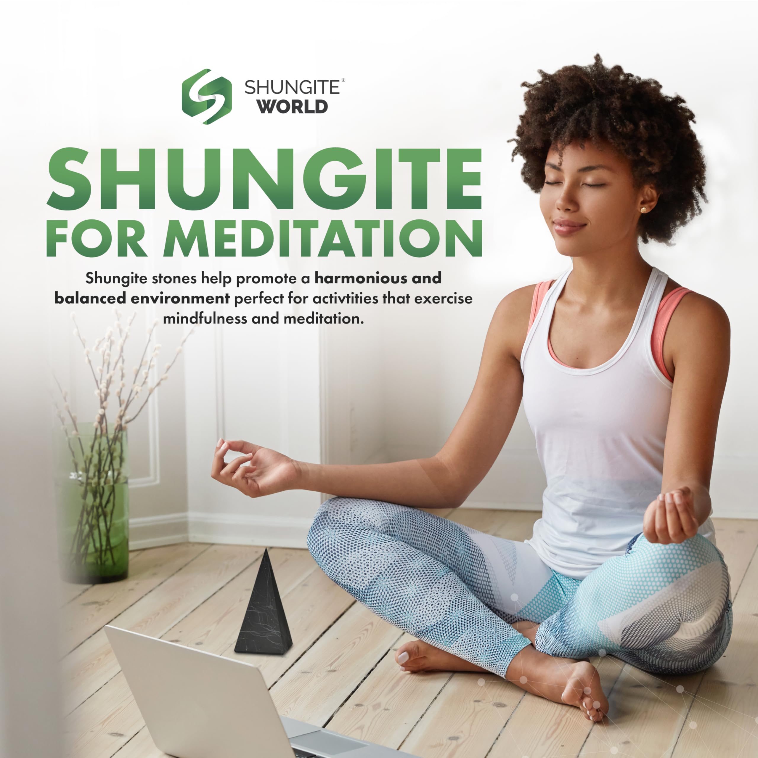 Shungite World pyramid room energy: balances vibes in living areas