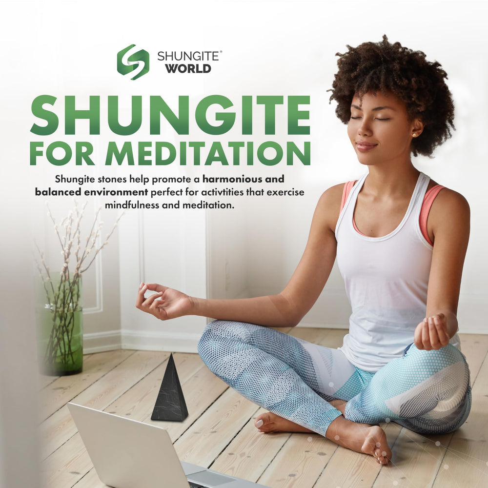 Shungite World pyramid room energy: balances vibes in living areas