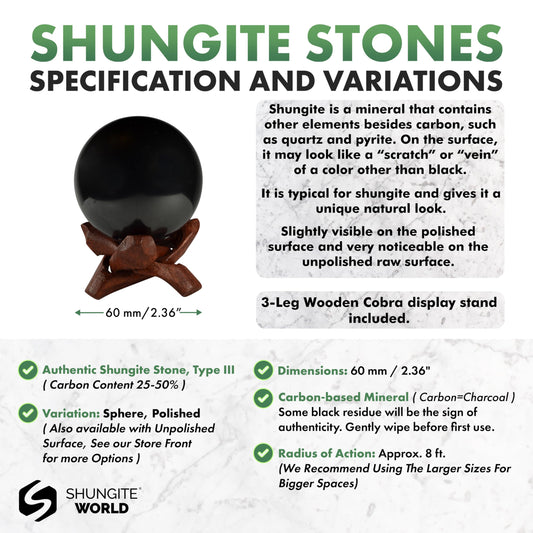 Shungite World sphere on its stand as a stylish protective accent