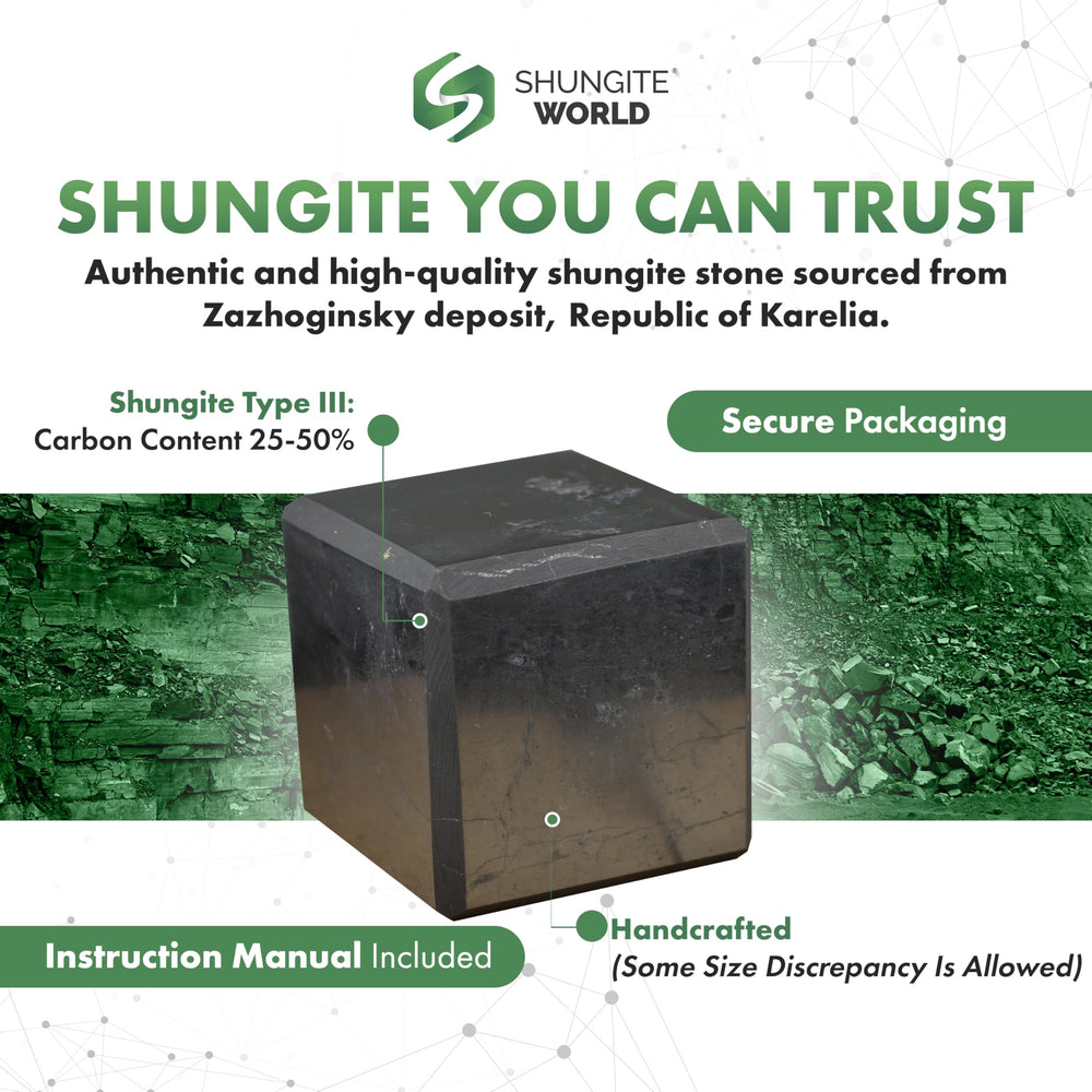 Shungite World two cubes set display, decorative and grounding for any space.