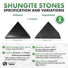 Shungite World polished pyramid close-up highlighting natural luster for modern decor