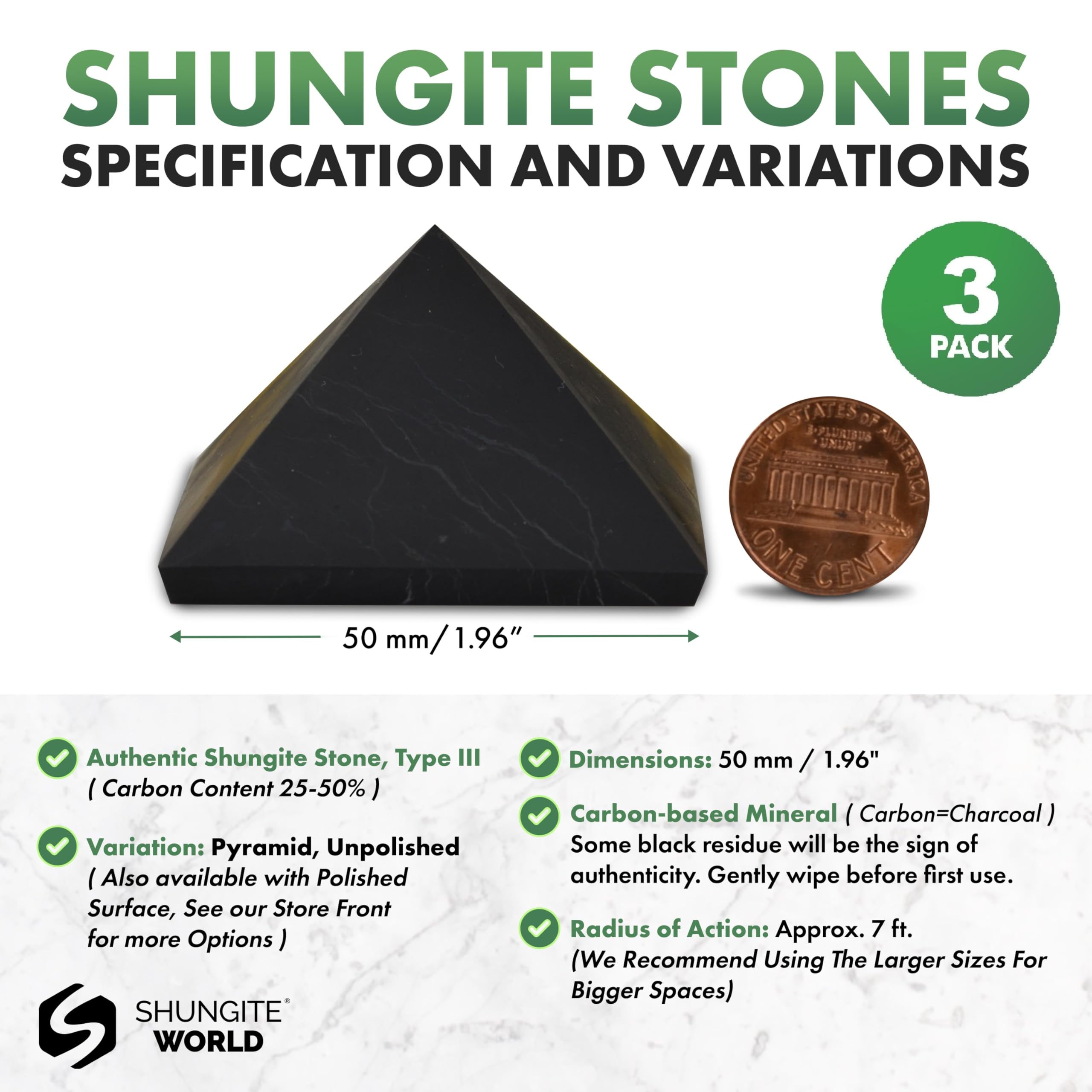 Shungite World unpolished pyramid 50 mm shows raw surface ideal for decor and aura-friendly ambience.
