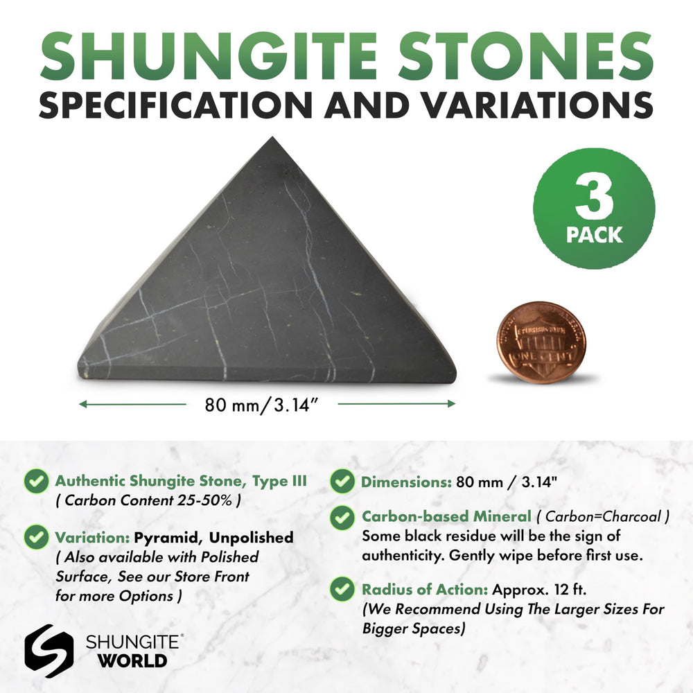 Shungite World unpolished pyramid closeup highlights natural texture and grounding vibe