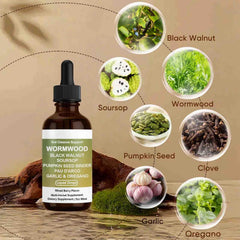Shwfhi Prozen ingredients closeup with wormwood and herbs for gut balance