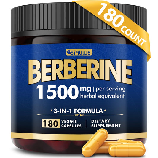 SIAUWE Berberine 1500mg bottle front for potent metabolic support.