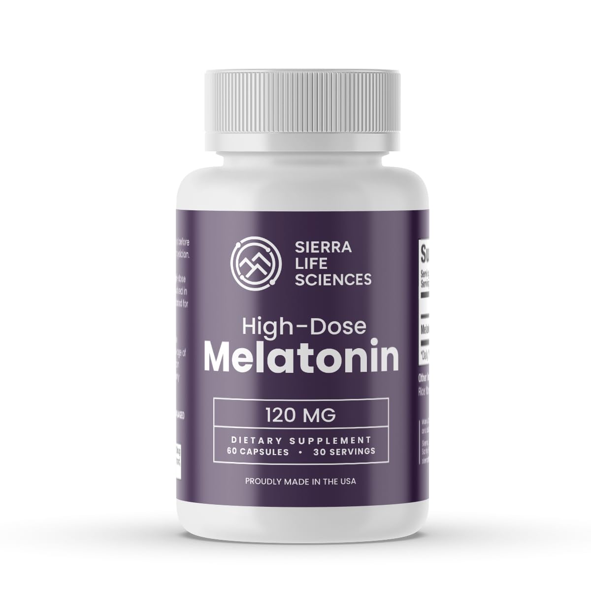 Sierra Life Sciences melatonin 120 mg bottle front promotes nightly routines and circadian support