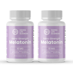 SIERRA LIFE SCIENCES melatonin bottle cap close-up for a calming bedtime routine.