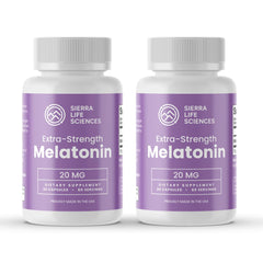 Sierra Life Sciences melatonin bottle front with 20 mg dosage for a calming nightly routine