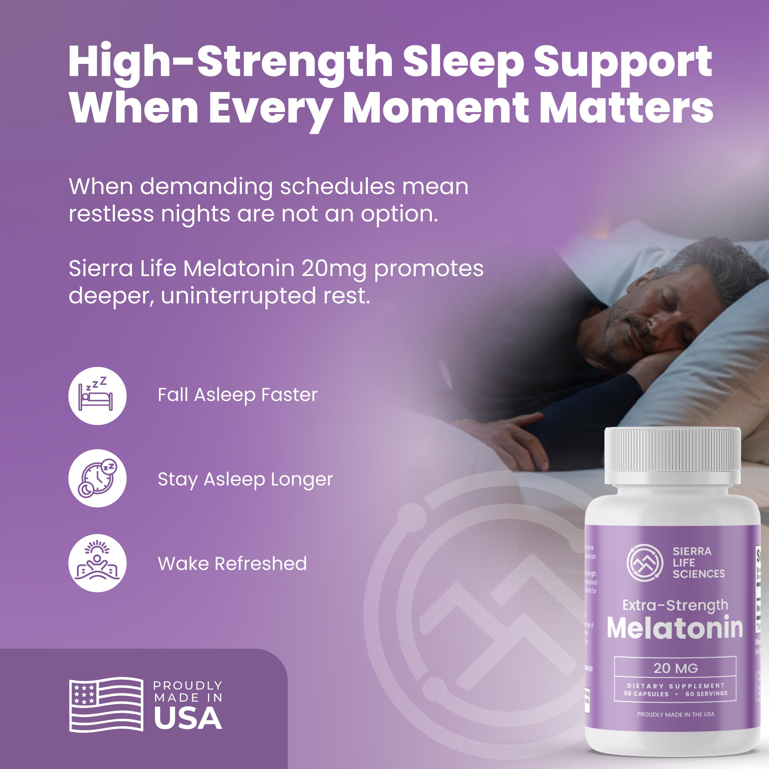 Sierra Life Sciences melatonin capsules easy-swallow softgel capsules arranged for daily use