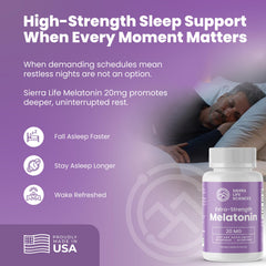 Sierra Life Sciences melatonin capsules easy-swallow softgel capsules arranged for daily use