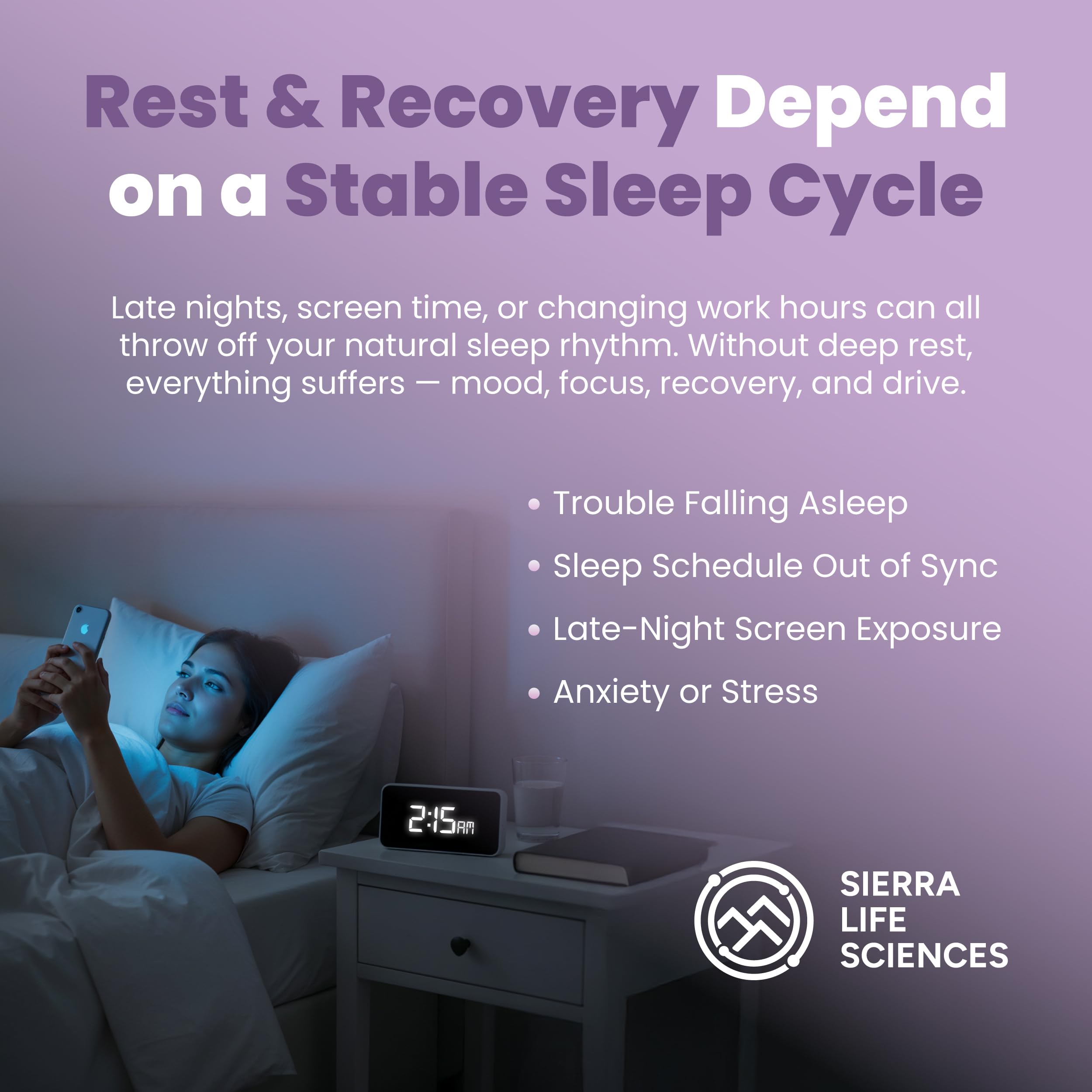 SIERRA LIFE SCIENCES melatonin label highlights non-GMO clean formula.