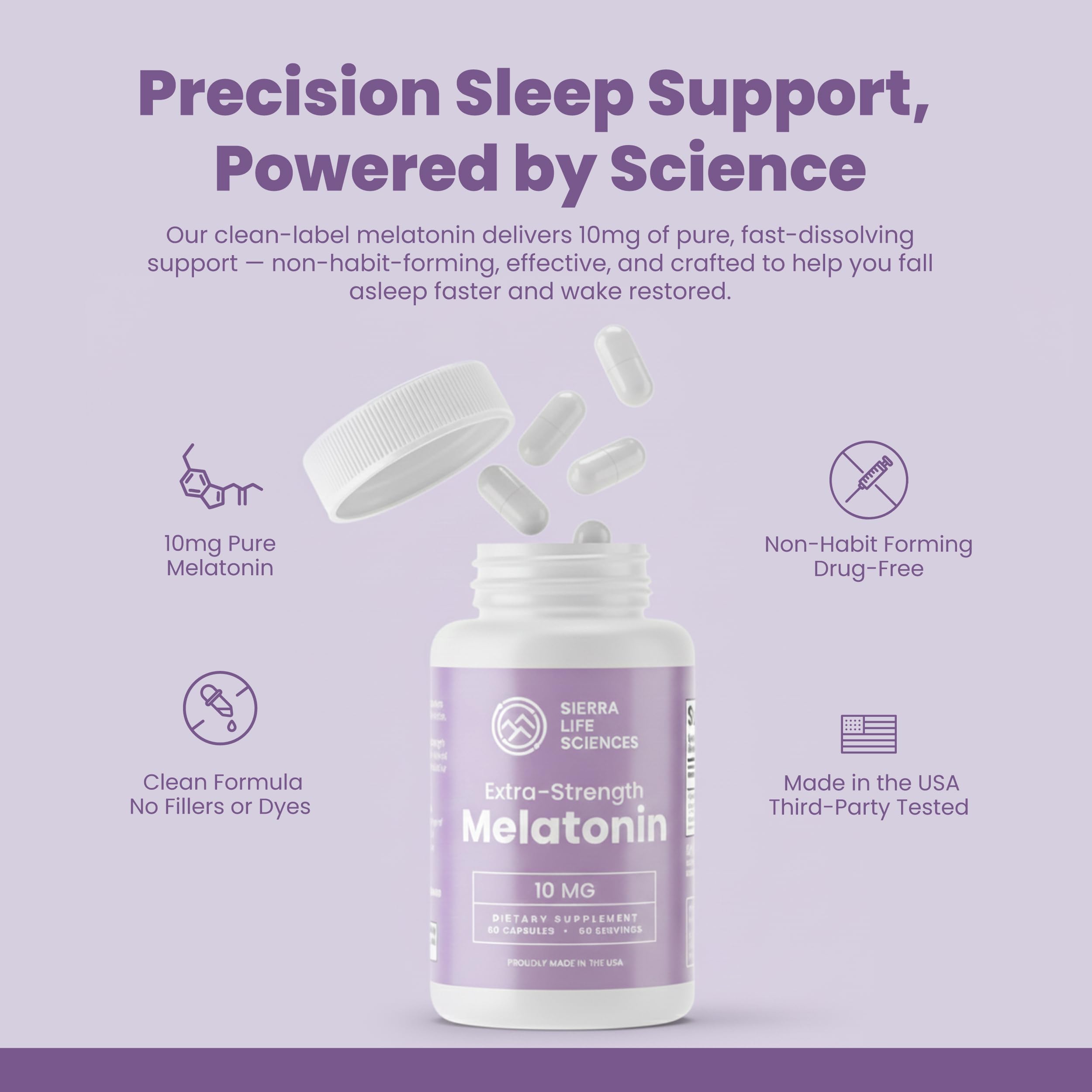 SIERRA LIFE SCIENCES melatonin packaging showcases USA-made quality.