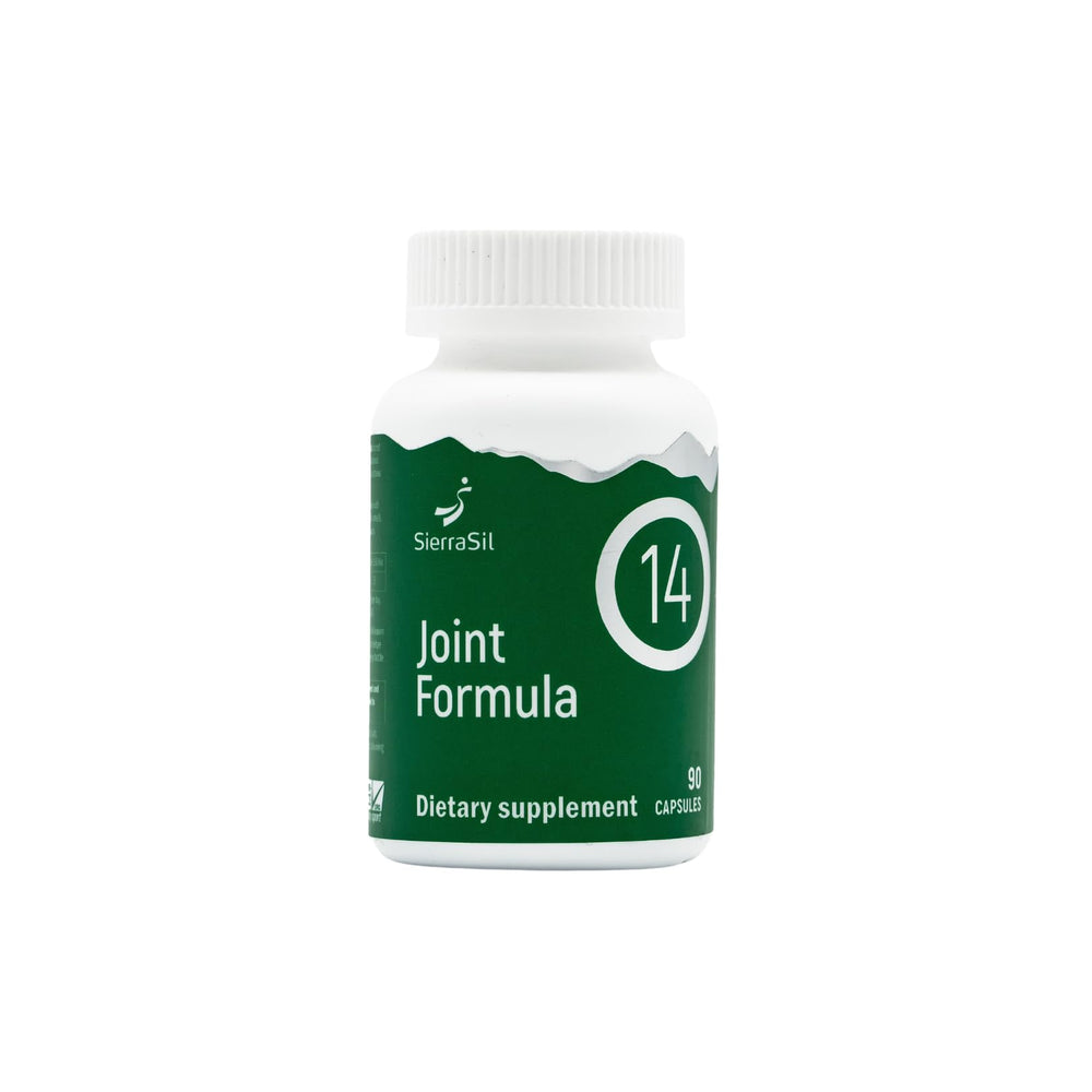 Sierrasil Joint Formula 14 bottle pouring capsules for daily joint support.