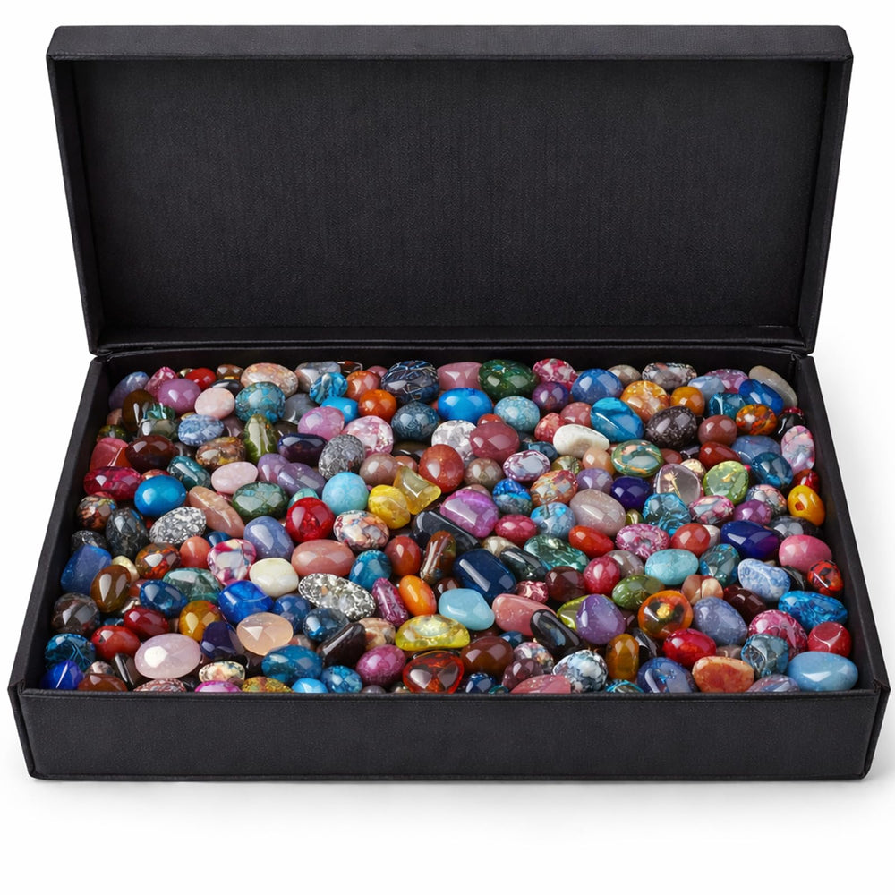 SigMntun 36-variety crystal assortment in pouches for meditation and chakra work.