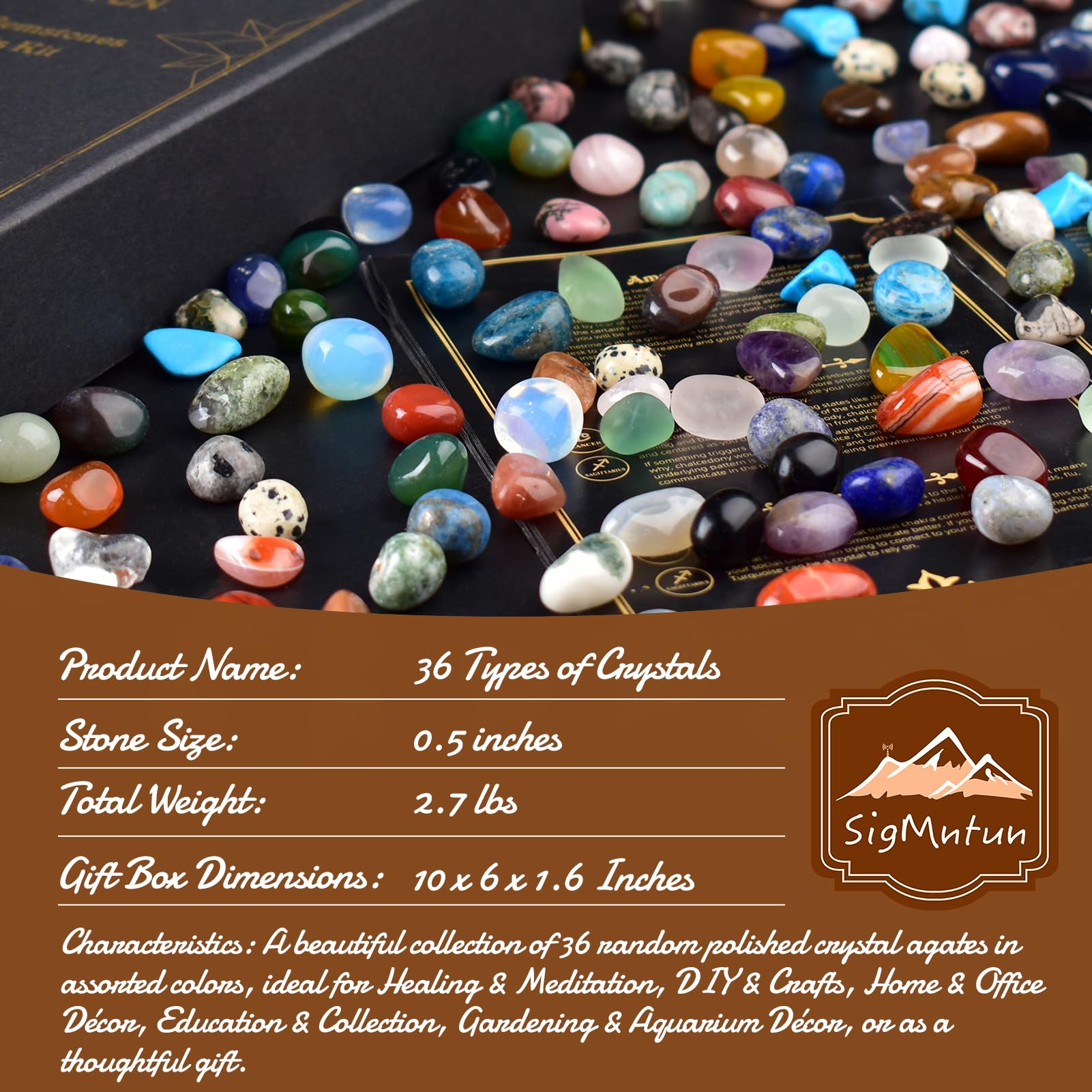 SigMntun crystal set featuring Obsidian, Fluorite, Rose Quartz for mindful practice.