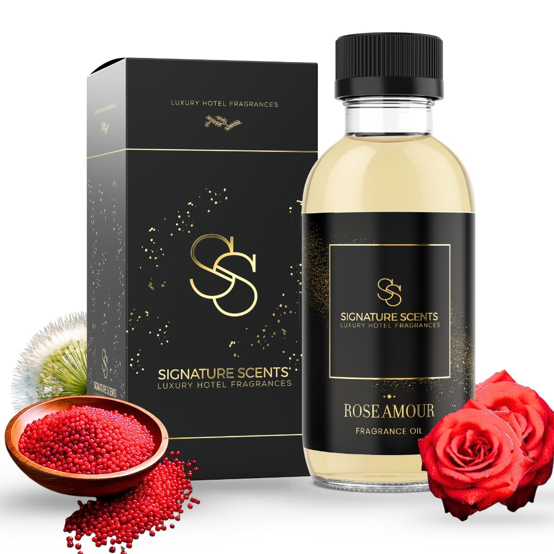 Signature Scents Rose Amour bottle pour elevates home ambience with premium diffuser oil