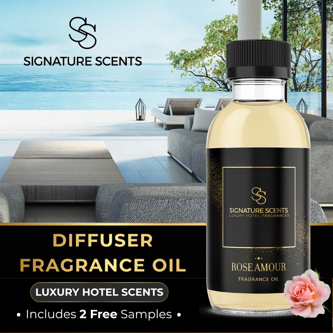 Signature Scents Rose Amour diffuser closeup highlights luxurious rose notes for elegance