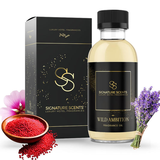 Signature Scents Wild Ambition diffuser bottle for bold hotel-inspired ambiance