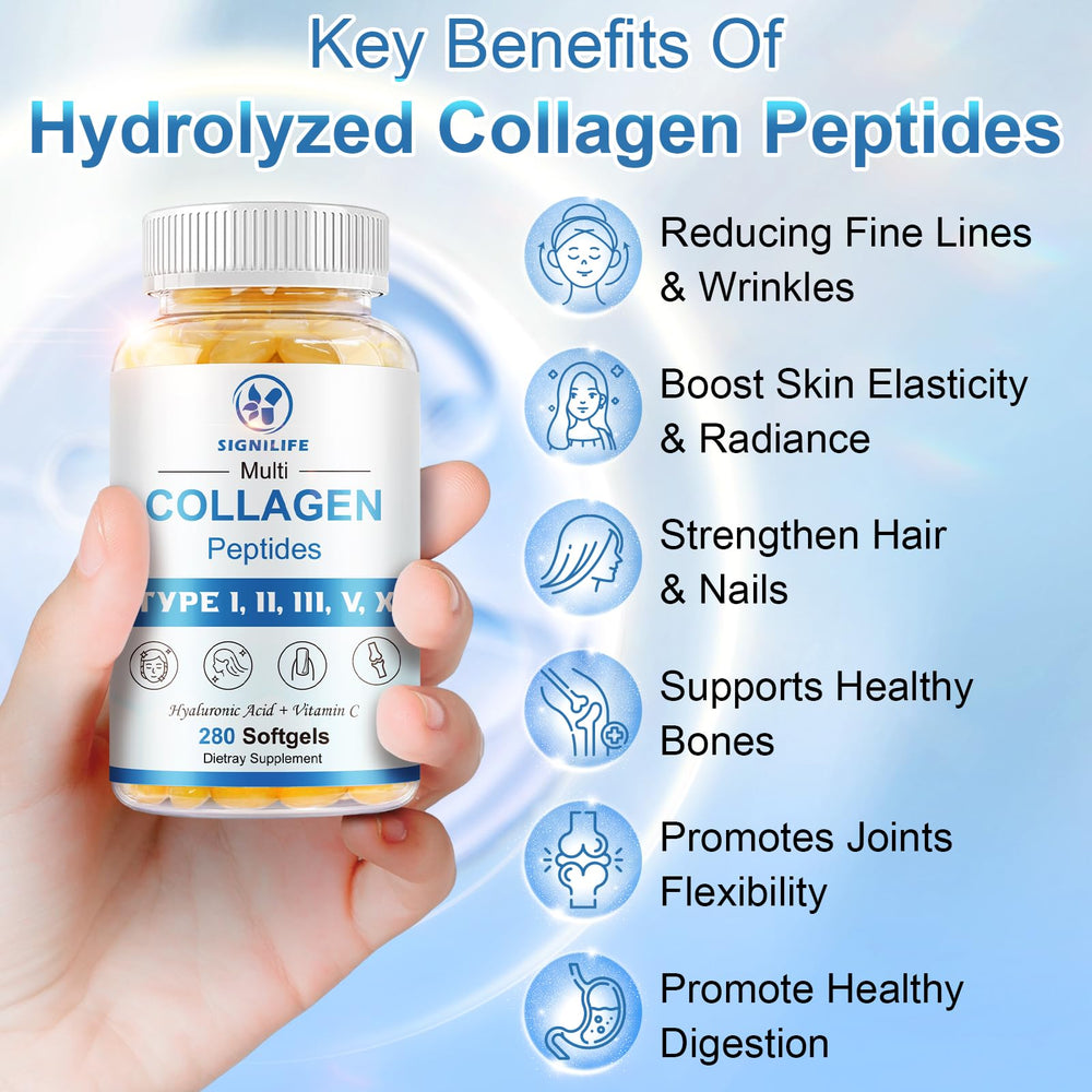 SIGNILIFE collagen with hyaluronic acid and vitamin C supports hydrated skin