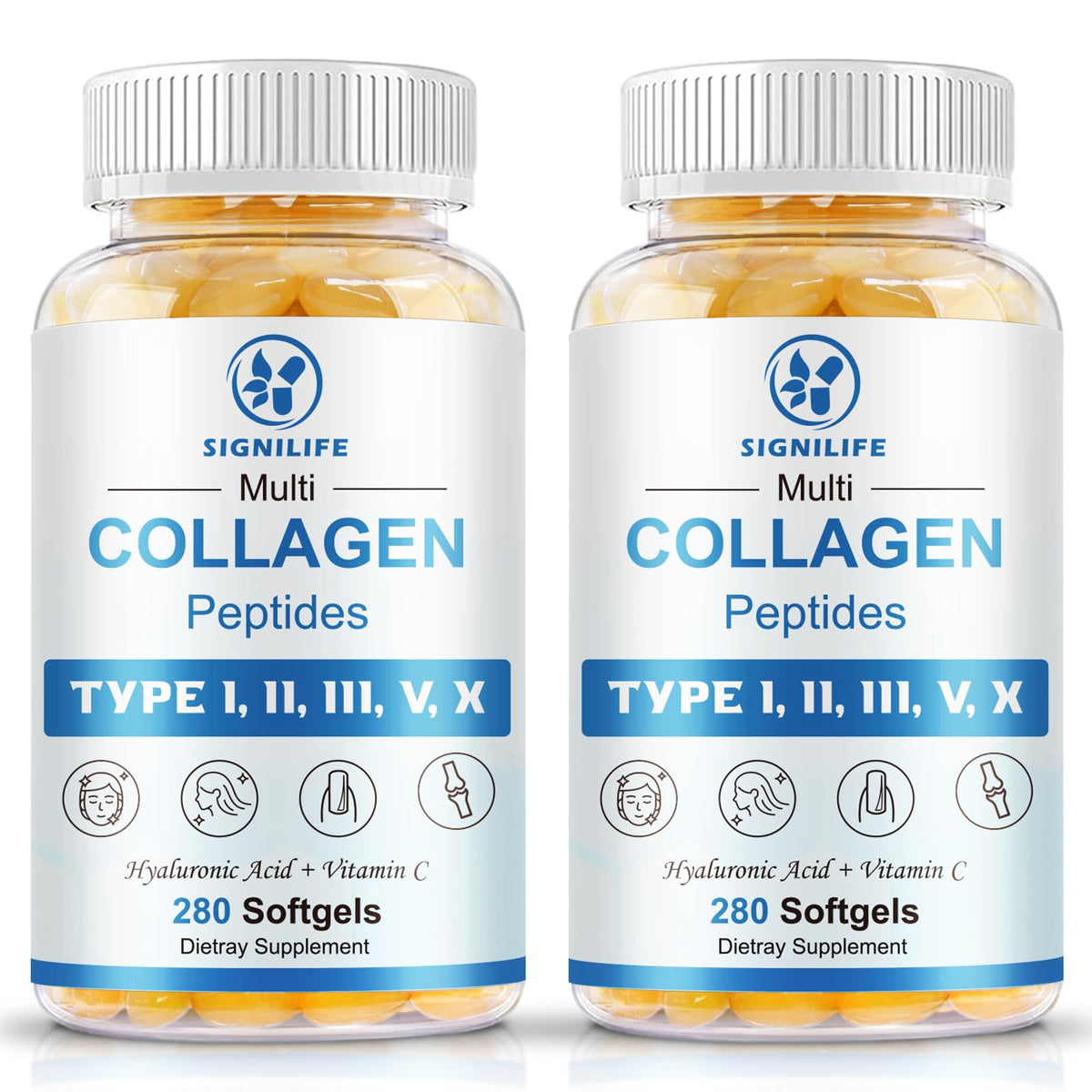 SIGNILIFE multi-collagen softgels bottle supports daily beauty from within