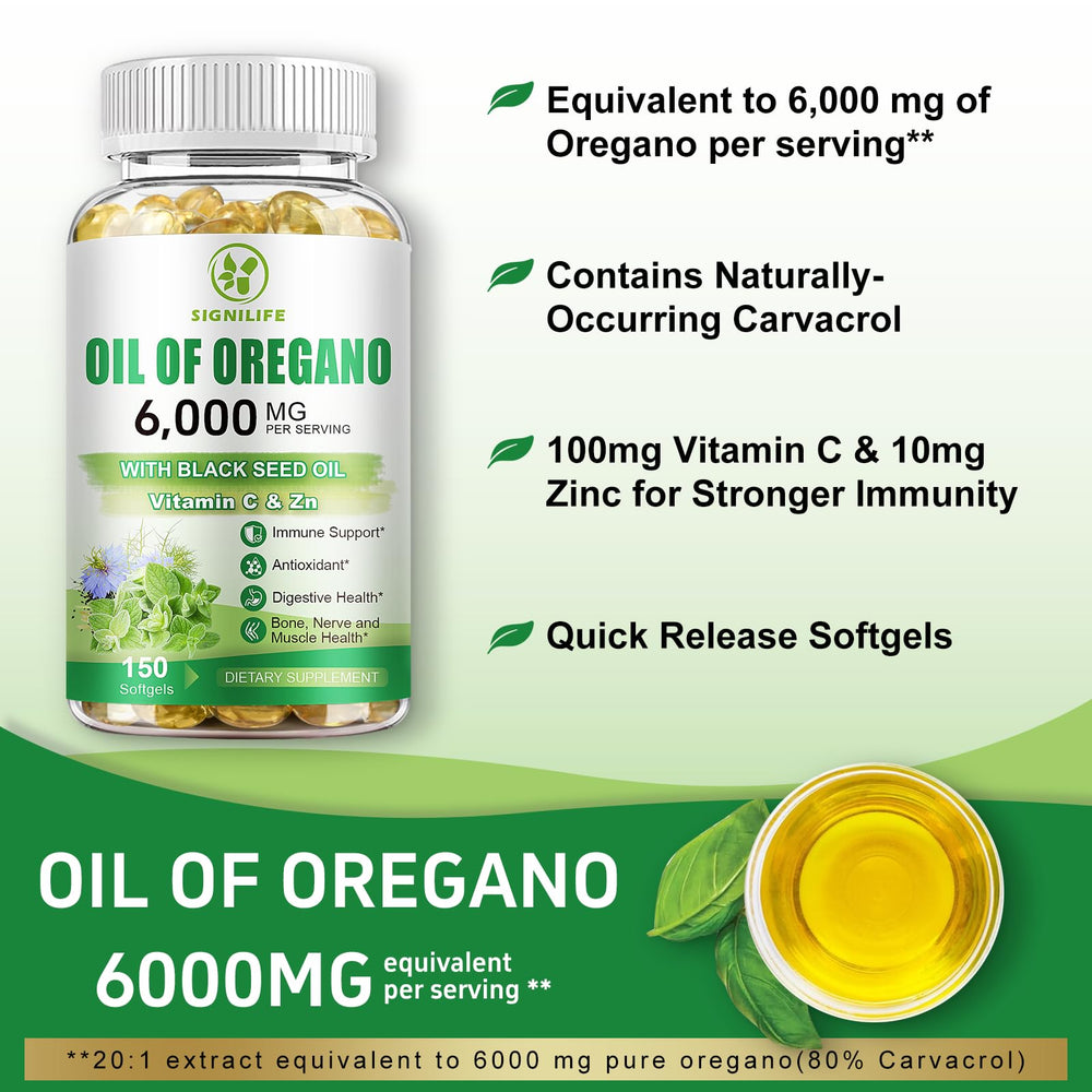 Ingredient card shows vitamin C and zinc with oils in SIGNILIFE formula.