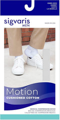 Sigvaris Men’s Motion Cushioned Cotton 360 sock cuff view illustrating secure fit and compression.