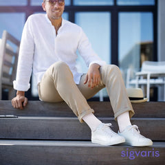Sigvaris Men’s Motion Cushioned Cotton 360 knit detail highlighting soft cotton and breathability.