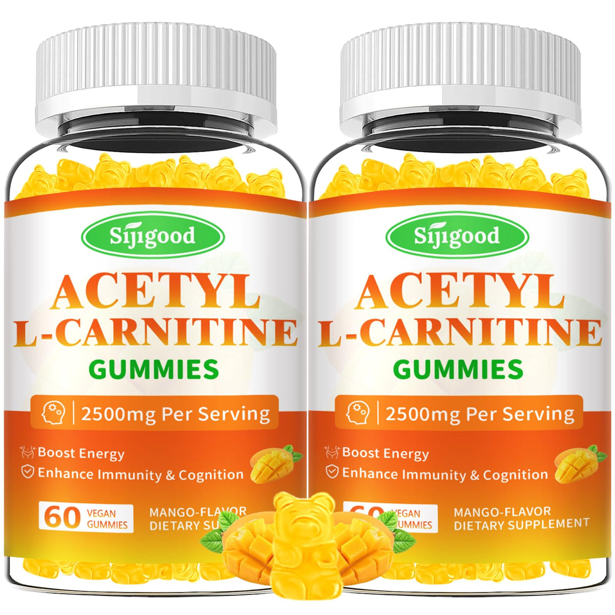 Sijigood Acetyl L-Carnitine Gummies 2-pack front view showing convenient energy on the go